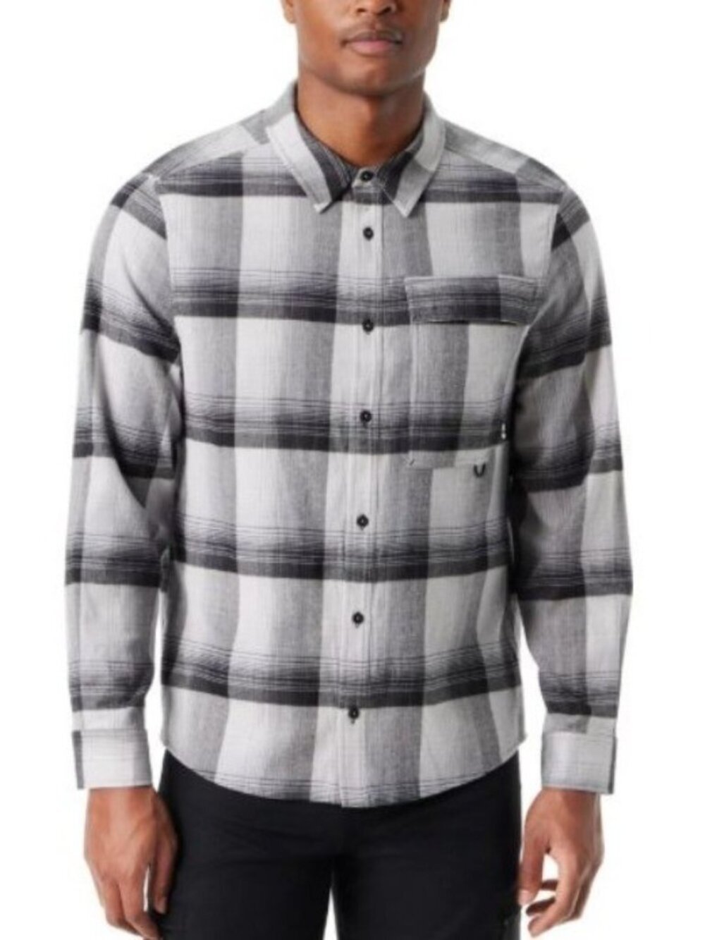 NWT Bass Outdoor Men's XXL Stretch Flannel Shirt Heather Grey Plaid New C0748